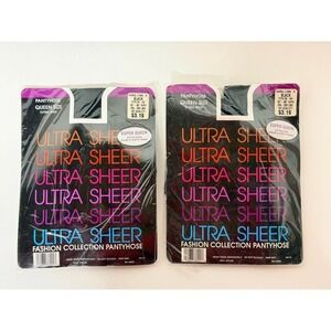 Vintage Karol Lynn Ultra Sheer - Super Queen 5X 6X - Black Pantyhose - Lot of 2